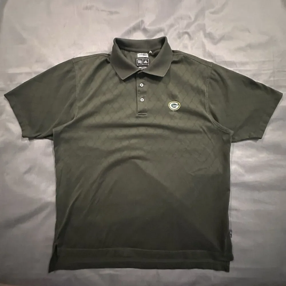 Adidas Green Bay Packers Polo Mens M ClimaCool Golf Short Sleeve Geometric Y2K
